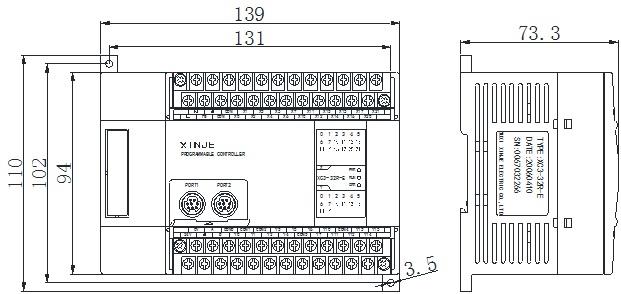 Diagrama de medidas XC3-24T-C-S